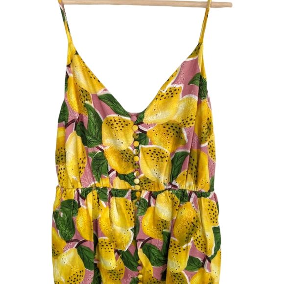 FARM Rio Fresh Lemons Ruffle Yellow Sleeveless Midi Dress - Picture 5 of 14